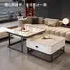 Mesa de Café de Lujo Ligero para Sala de Estar, Estilo Minimalista Moderno para Apartamentos Pequeños, Nuevo Modelo 2026, Mesa de Café Cuadrada de Vidrio Pizarra de Moda
