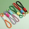Chaveiro com Padrão de Liga de Poliéster Espesso e Nós, Argola de Chaveiro, Pingente de Chaveiro DIY Feito à Mão, Acessórios de Joalheria