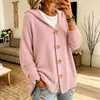 Cárdigan de punto con capucha y botones, estilo europeo y americano, nueva colección otoño/invierno, color liso, suéter casual y de moda para mujer
