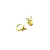 Pendientes Elegantes Estilo Ins Francés Forma de Mariposa Natural de Concha Acero Inoxidable para Mujer Pendientes de Acero de Titanio Joyería