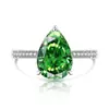 Anel de Flor de Gelo Colorido com Pedra Preciosa de Corte Pera Hot-Selling do TikTok com Almofada de Diamante de Alto Quilate Brilhante Anel de Gota d'Água Padparadscha para Vendas ao Vivo e Dropshipping