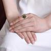 Yilu Plata S925 Plata Esterlina Chapado en Oro Jaspe Hetian Natural Jaspe Patrón Ciruela Anillo Cara Huevo Elegante Elegante Anillo de Dedo