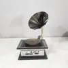 Fonógrafo Retro Minimalista Moderno de Ceniza y Cristal Modelo Decorativo de Disco de Vinilo para Escritorio Adorno de Interior de Habitación