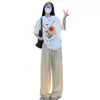 Camiseta Blanca de Algodón Puro de Manga Corta para Mujer 2026 Nueva Popular de Verano Estilo Americano Diseño de Hombro Caído Top de Media Manga