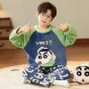 Pijamas de Veludo Coral para Meninos Outono e Inverno Novo Estilo Estudante Meninos Bebê Espessos Inverno Roupas de Casa de Flanela Infantil