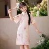 2026 Novo Vestido Qipao Estiloso para Meninas Vestido Qipao Melhorado de Estilo Nacional de Verão para Crianças Vestido de Princesa para Menininha