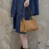 Bolso de Cubo Tejido de Piel de Vaca Escarchada de Primera Capa Transfronterizo, Bolso Portátil de Paracaídas para Otoño e Invierno, Bolso Cruzado Versátil para Mujer