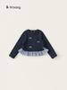 Roupas Infantis Youbao Outono Tops Novas Roupas de Outono Camiseta Xadrez com Renda Infantil Roupa Íntima para Meninas Mangas Longas para Meninas