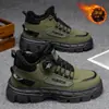 Botas de Invierno para Hombre con Terciopelo, Cálidas y Engrosadas, Botones Giratorios, Impermeables, Antideslizantes, Suelas Gruesas, Zapatos Deportivos de Algodón para Nieve que Aumentan la Altura