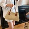 Bolso de paja tejido de gran capacidad para mujer, sencillo y versátil, ideal para playa, vacaciones o verano.