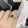 Anillo Versa Original Nuevo Imitación Turmalina Natural Calcedonia para Mujer Chapado en Oro Ópalo Anillo de Nicho con Diamantes Completos