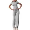 2025 Amazon Traje Casual Nuevo Transfronterizo Europeo y Americano Tops de Manga Corta y Pantalones Ropa para el Hogar Ropa Deportiva Ropa de Yoga