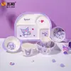 Nuevo Vajilla de Melamina Kuromi de Wuhe, Licencia Oficial Sanrio, Plato Dividido Infantil Anti-quemaduras de Dibujos Animados, Vaso, Tazón
