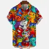 2024 Exportação Verão Novo Estilo Impressão Digital Popular 3D Simples e Fofo Pequeno Animal Camisa Casual Solta Masculina