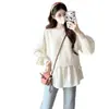 Ropa de Maternidad Nueva Primavera 2026, Dulce y Holgada, Camisa Babydoll Adelgazante de Manga Larga, Top de Dos Piezas de Maternidad Versátil y que Reduce la Edad