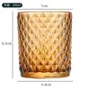 En stock taza de vela texturizada de 200 ml portavelas rayado ámbar vaso de vidrio con diseño verde taza de vela de colores