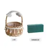 Cesta de mimbre tejida con borlas, cesta para arreglo floral, cesta de floristería, cesta para arreglo floral, cesta de almacenamiento tejida, cesta para foto de niña de las flores de boda