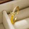 Aogu Nuevo Producto Transfronterizo, Anillo de Moda y Simple Chapado en Oro de 18K con Zircón y Gota de Aceite para Mujer Anillo de Color Macarrón Ins