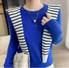 Novas malhas femininas de outono e inverno com gola redonda e manga longa, exportação de comércio exterior do AliExpress, tops plus size, base para atacado