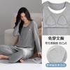 Pijama Acolchado de Modal con Hilo para Mujer, Pantalones de Manga Larga, Jersey, Casual, Sencillo, Fresco, Conjunto de Dos Piezas para Casa