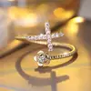 Anillo Abierto de Flor Cruzada Transfronteriza Rongxing, Nicho Europeo y Americano de Lujo Ligero, Adecuado para Apilar o Usar Solo