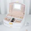 Caja de Joyería con Cerradura de Doble Capa Cajón para Pendientes Joyas Caja de Almacenamiento Caja de Almacenamiento de Joyas Caja de Joyería para Regalo Infantil
