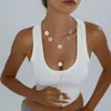 Nuevos Productos Transfronterizos Europeos y Americanos: Collar Largo Multicapa Estilo Minimalista Exagerado de Disco Redondo Vintage, Collar con Colgante Original de Reina