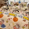 Nanjiren Ins Oso Tarjeta Blanca Juego de Cuatro Piezas Funda de Edredón de Algodón Lavado Juego de Tres Piezas de Sábana para Dormitorio de Estudiante de Cuatro Estaciones para Uso en la Cama