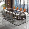 Nova Mesa de Jantar Elétrica Oval Estilo Chinês com Madeira Maciça e Superfície de Pedra, Adequada para Quartos Privativos Retangulares de Hotel e Uso Doméstico, com Fogão de Indução Embutido e Pequena Mesa para Panela Quente