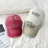 Gorra de Béisbol Desgastada Bordada Estilo Coreano con Bordado Original de Letras Multilinea, Gorra Visera Solar para Mujer, Versátil para Viajar al Trabajo
