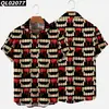 Estación Independiente Transfronteriza Halloween Impresión Digital 3D Manga Corta talla extra para Hombre Holgada Camisa de Fiesta Kuso