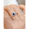 Anillo ovalado Longlongjin S925 de plata con zafiro 4*6 para mujer, de lujo, con diamantes, a la moda, combina con todo, estilo diario.