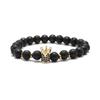 Pulsera de Corona de Piedra Natural de Estilo Europeo y Americano, Venta Caliente Transfronteriza, Pulsera de Abalorios Hecha a Mano con Cobre Incrustado de Circonita, Joyería para Hombre al por Mayor