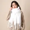 Bufanda de Mohair a Cuadros Nueva Invierno 2026 para Mujer, Bufanda Versátil Gruesa Esponjosa Estilo Coreano de Alta Gama para Abrigo
