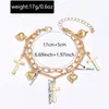 Pulseira com Corrente e Pingente Cruz Amor Cruzado Simples de Liga Personalizado Transfronteiriço Europeu e Americano Joia de Mão Empilhada de Luxo Leve de Alta Qualidade