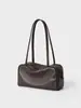 Bolso de mano para mujer, bolso tote pequeño, nuevo bolso de hombro de lujo therow, bolso tipo bowling de piel de oveja, bolso negro de cuero genuino para mujer