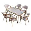 Mesa y silla de ratán para exterior, combinación para cafetería, villa, patio, jardín, mesa de centro pequeña, terraza, exterior, ocio, silla de ratán para exterior.