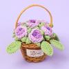 Cesta de Flores de Rosa Multicabezal Tejida Transfronteriza con Hilo Xuefei Ganchillo Adornos de Rosa Hechos a Mano Regalo para el Día de San Valentín Chino