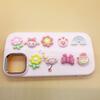 Accesorios de resina para niña con lazo de girasol arcoíris de cara brillante, accesorios de pegamento en crema para bricolaje, material para funda de teléfono móvil con gotas de gel