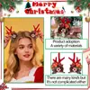 Suministros de Decoración Navideña Pasador de Astas Ambiente de Fiesta Navideña Accesorios para Fotos Lazos Rojos y Verdes Astas Marrones Accesorios para el Cabello para Vestir