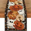 Toalha de mesa de Halloween transfronteiriça com estampa de caveira e morcego, banner de toalha de mesa para decoração de festa de feriado para sala de jantar interna