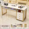 Mesa para Uñas 2026 Nuevo Modelo Individual Mesa Larga de Mármol Sintético Pequeño Juego de Mesa y Silla para Salón de Uñas Estación de Trabajo para Uñas