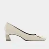 Zapatos Planos de Tacón Medio Cuadrado para RV, Zapatos Bajos Clásicos de Mujer con Hebilla Cuadrada Metálica y Boca Baja, Zapatos de Trabajo Profesionales de Charol con Tacón de Herradura para Mujer