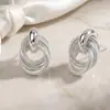 Pendientes de botón con diseño de nudo de múltiples bucles cruzados, pendientes de temperamento moderno, estilo europeo y americano para mujer, joyería simple y versátil para el día a día