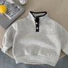 Moletom Infantil 2025 Inverno Novo Roupas Infantis Meninos e Meninas Forrado com Fleece Quente Aberto Gola Alta Bebê Tops Casuais