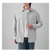 Camisa Masculina de Manga Larga Fresca y Sencilla Estilo Japonés 2025 Primavera y Otoño Nueva Chaqueta Casual Holgada de Gama Alta con Bolsillos