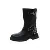 Botas Doc Martens Marrons de Solado Grosso Femininas 2026 Outono/Inverno Novo Estilo Estilo Britânico Botas Western Cowboy de Couro Botas de Cano Curto Femininas