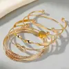 Ins Joyería Transfronteriza Europea y Americana Pulseras Trenzadas Lisas en Forma de Diamante Set de 6 Piezas Set de Pulseras Punk Irregulares Venta al por Mayor