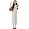 Vestido de Punto de Color Bloque Rayado Nuevo de Verano 2026 para Madres Embarazadas, Elegante y Adelgazante, Vestido Largo Versátil de Maternidad