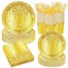 Prato de Papel Dourado Glitter Transfronteiriço Descartável Diamante Guardanapo e Copo Aniversário de Aniversário de Casamento Louça de Mesa Feminina